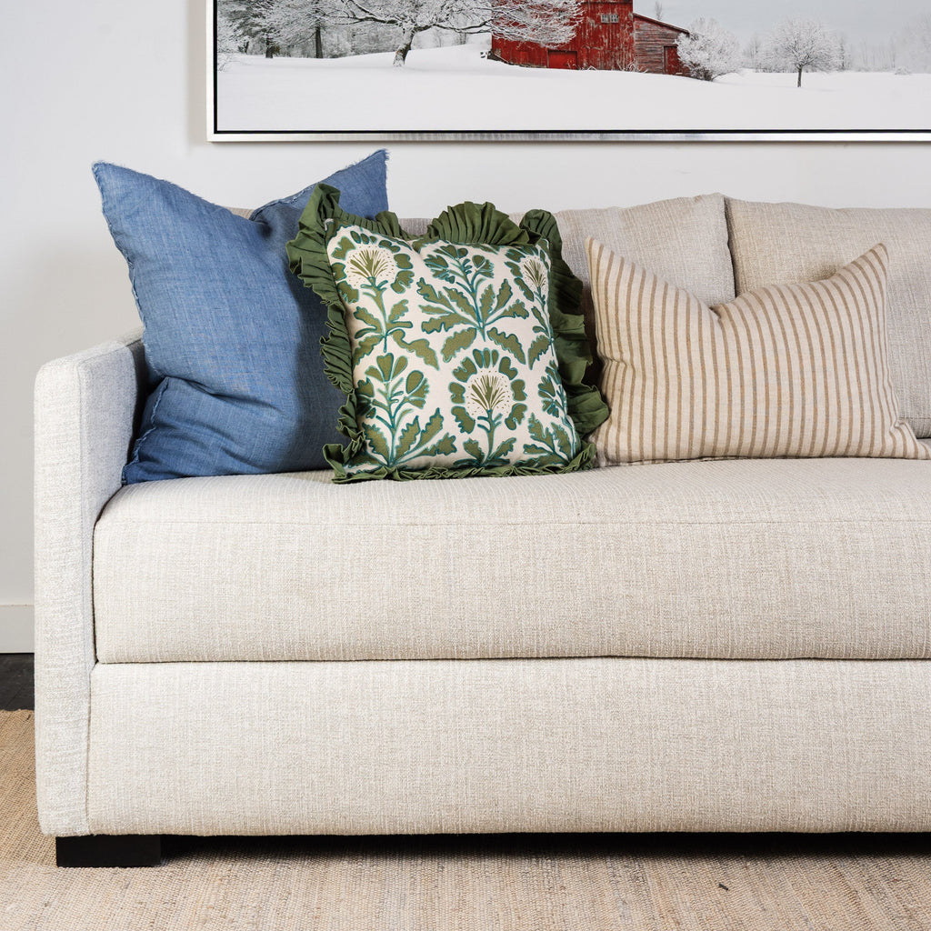 Sage Marigold Ruffle Pillow