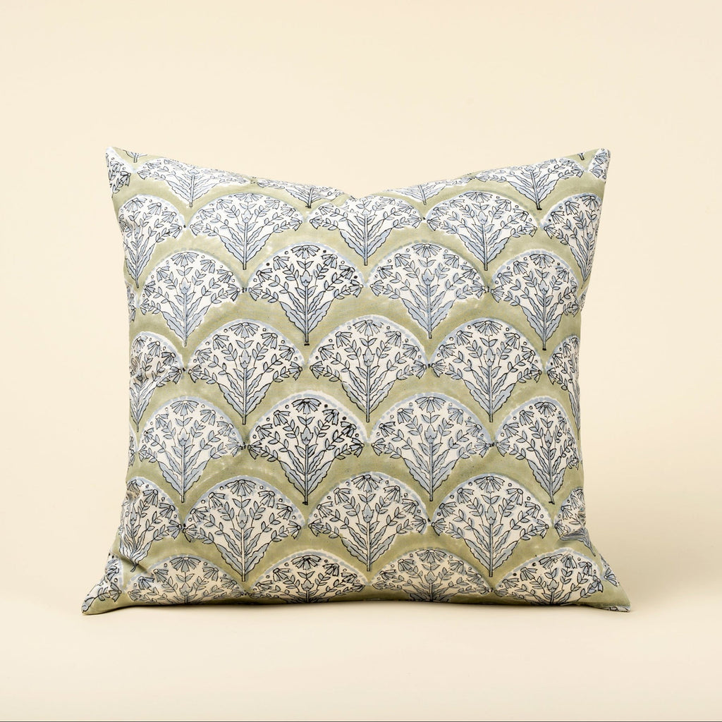 Summer Sage Square Block Print Pillow
