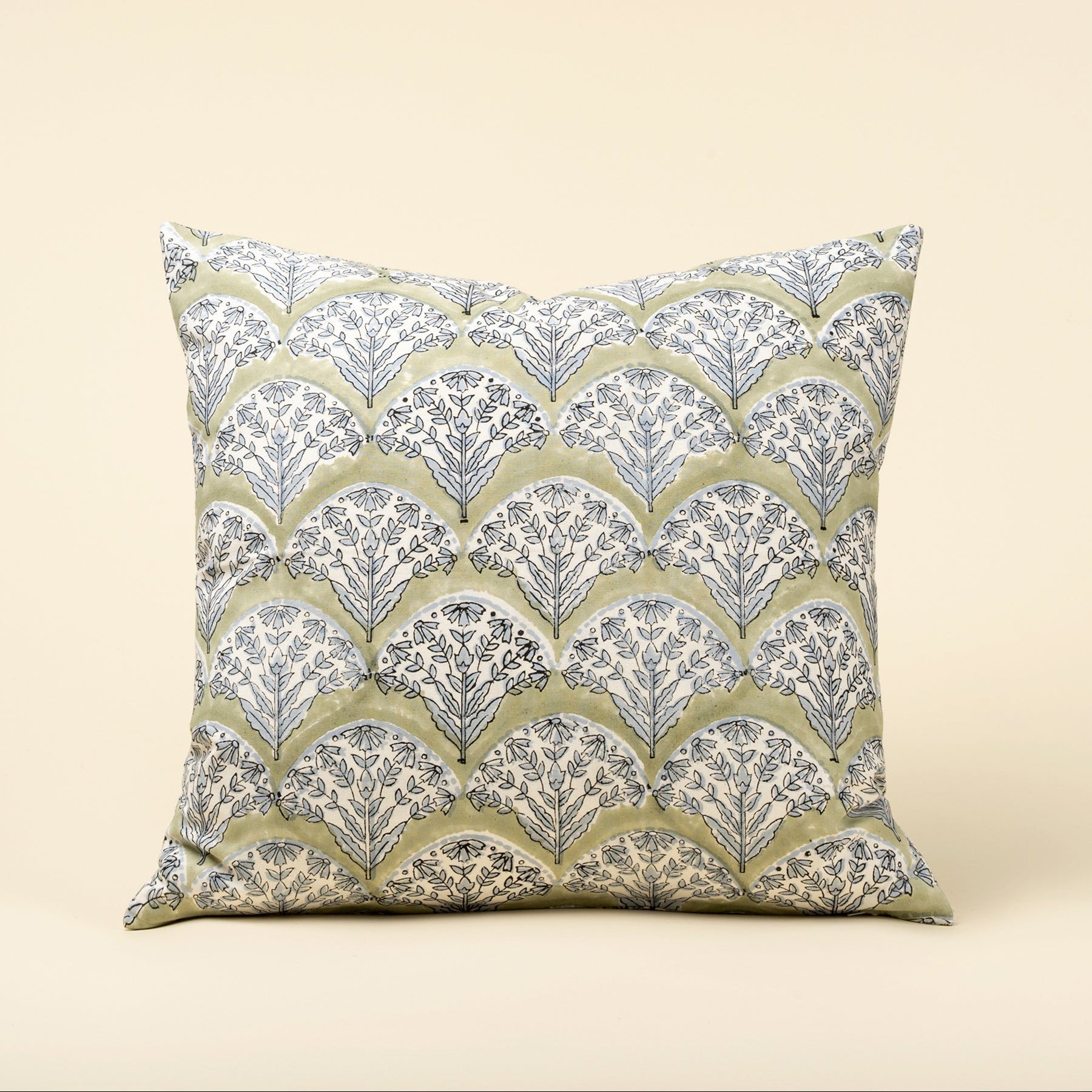 Summer Sage Square Block Print Pillow